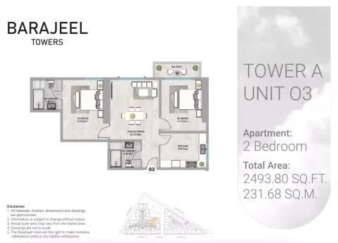 Floor plan, 2 Beds, 2,493 sq ft