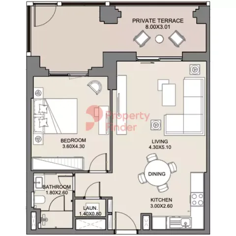 Floor plan, 1 Bed, 902 sq ft
