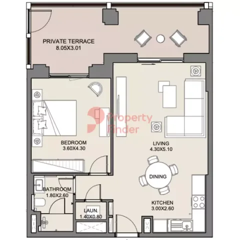 Floor plan, 1 Bed, 909 sq ft