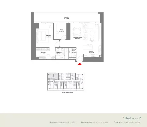 Floor plan, 1 Bed, 1,435 sq ft