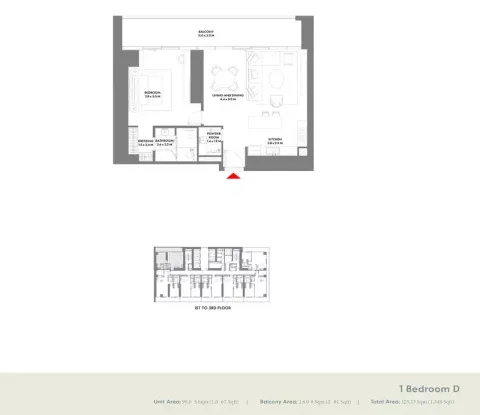 Floor plan, 1 Bed, 1,348 sq ft