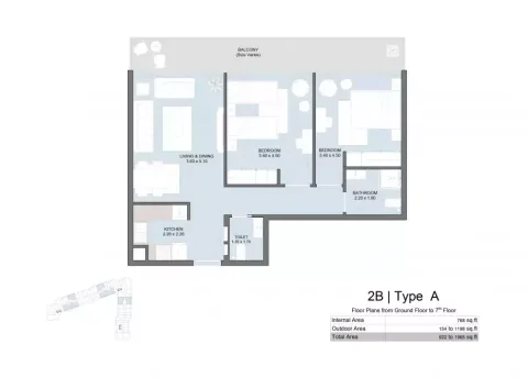 Floor plan, 2 Beds, 1,965 sq ft