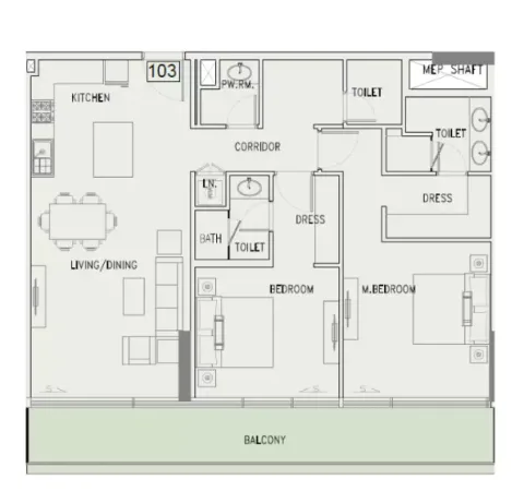 Floor plan, 2 Beds, 0 sq ft