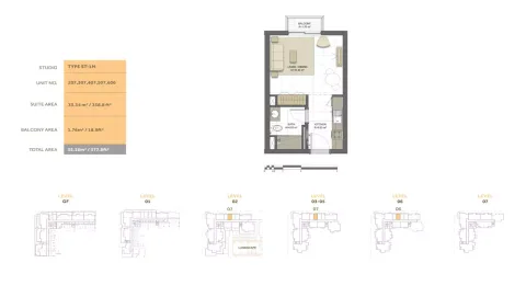 Floor plan, Studio, 377 sq ft