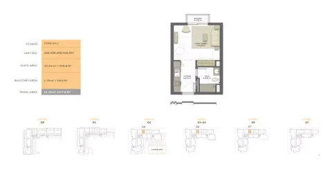 Floor plan, Studio, 377 sq ft