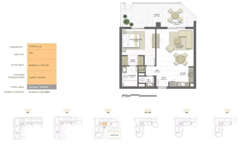 Floor plan, 1 Bed, 776 sq ft