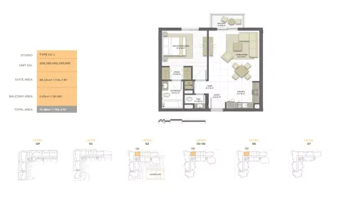 Floor plan, Studio, 783 sq ft