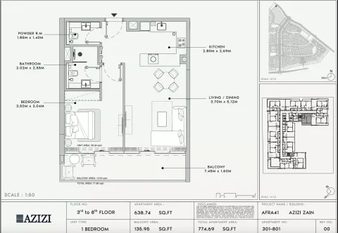 Floor plan, 1 Bed, 774 sq ft