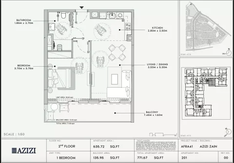 Floor plan, 1 Bed, 771 sq ft