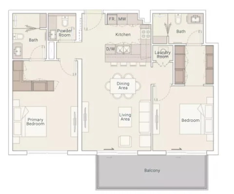 Floor plan, 2 Beds, 1,221 sq ft