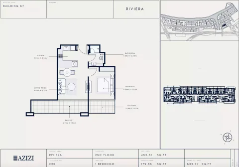 Floor plan, 1 Bed, 632 sq ft