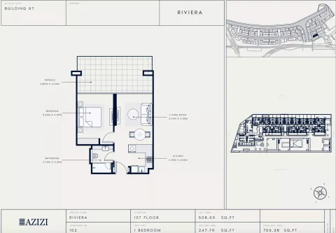 Floor plan, 1 Bed, 756 sq ft