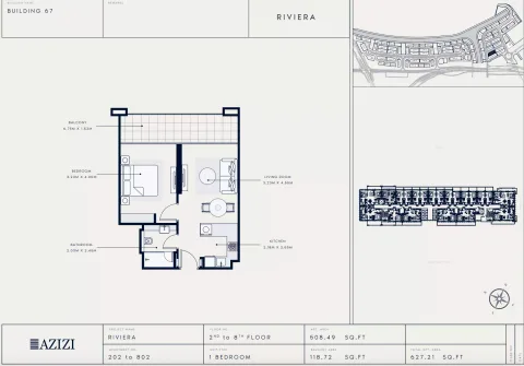 Floor plan, 1 Bed, 627 sq ft