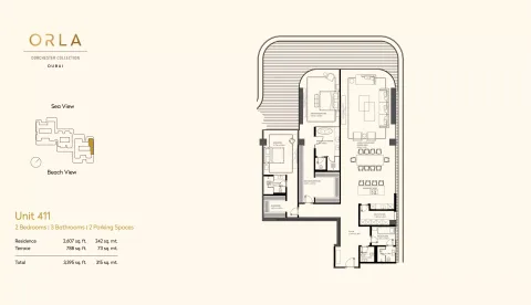 Floor plan, 2 Beds, 3,395 sq ft