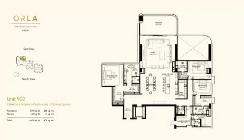 Floor plan, 3 Beds, 4,402 sq ft