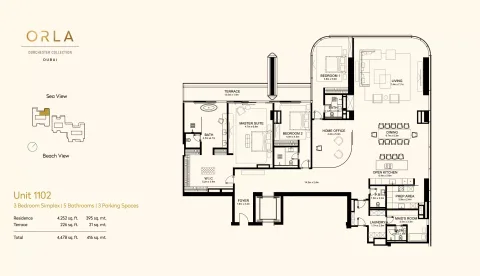 Floor plan, 3 Beds, 4,478 sq ft