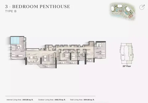 Floor plan, 3 Beds, 5,914 sq ft