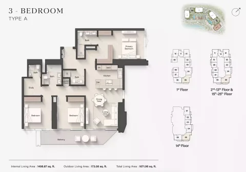 Floor plan, 3 Beds, 1,671 sq ft