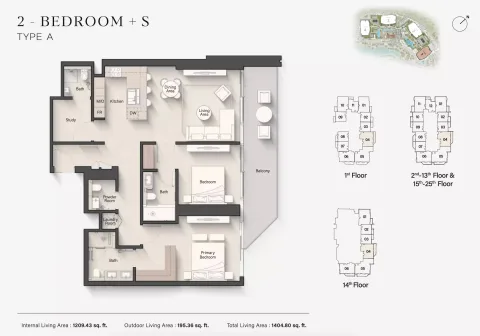 Floor plan, 2 Beds, 1,404 sq ft
