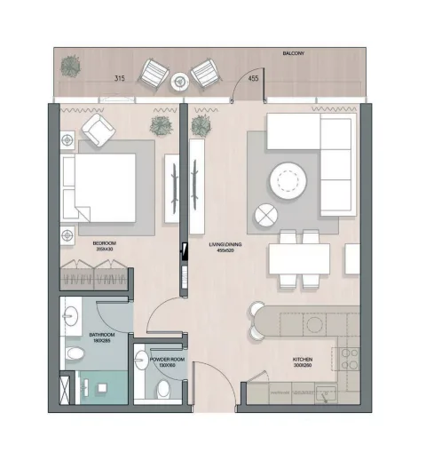 Floor plan, 1 Bed, 825 sq ft