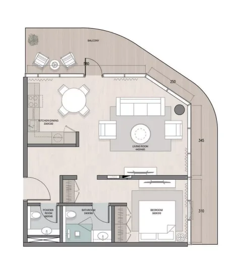 Floor plan, 1 Bed, 910 sq ft