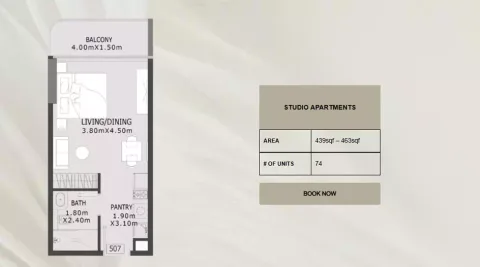Floor plan, Studio, 439 sq ft