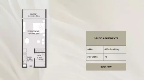 Floor plan, Studio, 463 sq ft