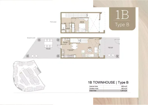 Floor plan, 1 Bed, 1,250 sq ft