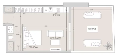Floor plan, Studio, 624 sq ft