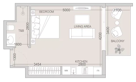 Floor plan, Studio, 417 sq ft
