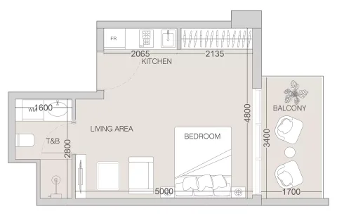 Floor plan, Studio, 380 sq ft