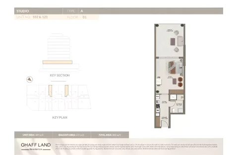 Floor plan, Studio, 604 sq ft