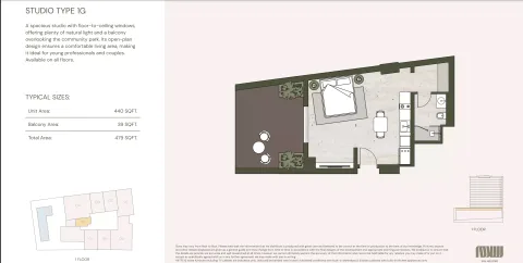 Floor plan, Studio, 479 sq ft