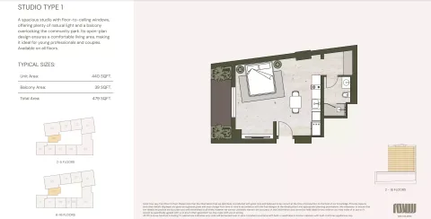 Floor plan, Studio, 479 sq ft