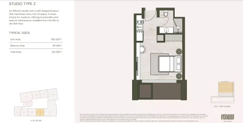 Floor plan, Studio, 319 sq ft
