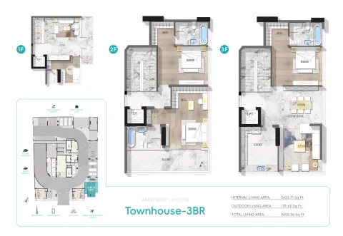 Floor plan, 3 Beds, 2,603 sq ft