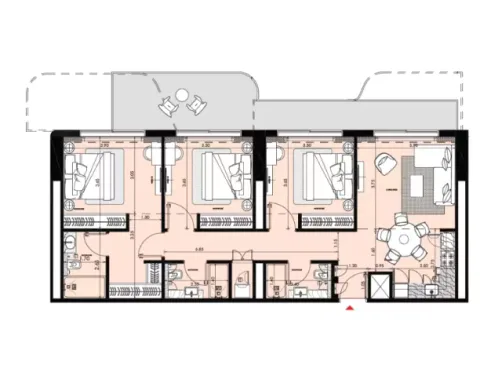 Floor plan, 3 Beds, 1,282 sq ft