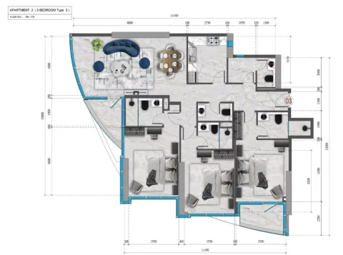 Floor plan, 3 Beds, 1,617 sq ft