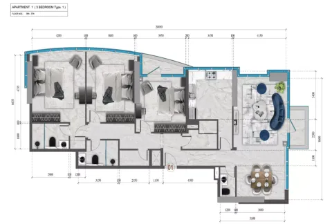 Floor plan, 3 Beds, 1,690 sq ft