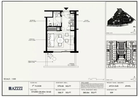Floor plan, Studio, 383 sq ft
