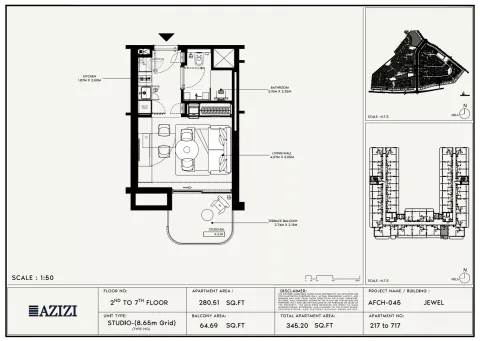 Floor plan, Studio, 345 sq ft