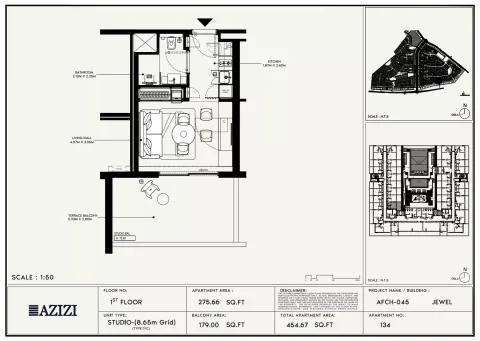 Floor plan, Studio, 454 sq ft
