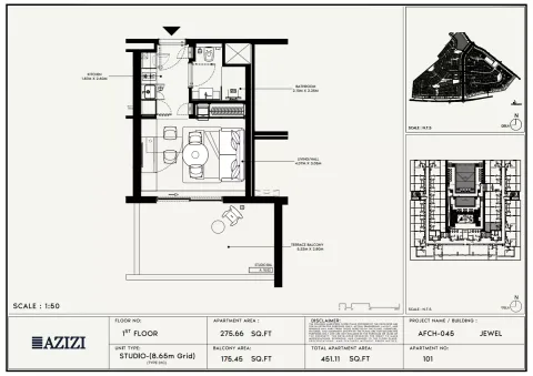 Floor plan, Studio, 451 sq ft