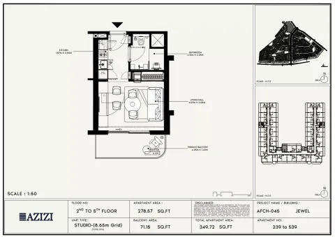 Floor plan, Studio, 349 sq ft