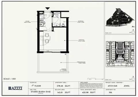 Floor plan, Studio, 420 sq ft