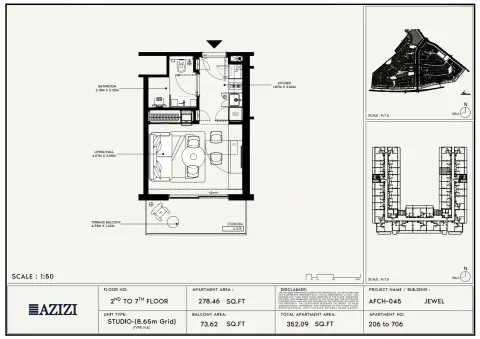 Floor plan, Studio, 352 sq ft