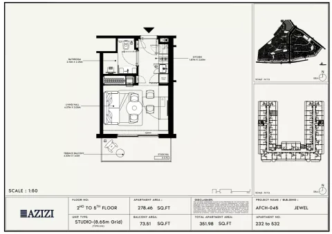 Floor plan, Studio, 351 sq ft