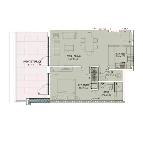 Floor plan, 1 Bed, 699 sq ft