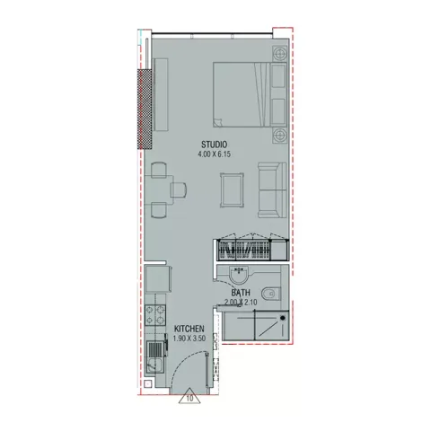 Floor plan, Studio, 409 sq ft