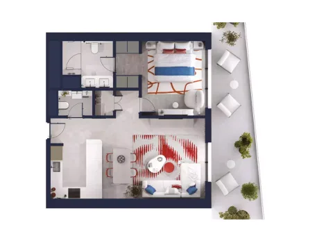 Floor plan, 1 Bed, 1,011 sq ft